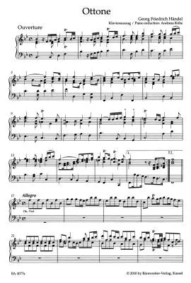Ottone HWV 15 - Handel - Vocal Score, Urtext Edition - Soloists, Orchestra