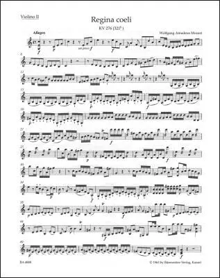 Baerenreiter Verlag - Regina Coeli in C Major K. 276 (321b) - Mozart - Violin II Part, Urtext Edition