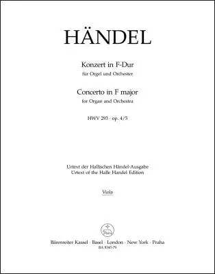 Baerenreiter Verlag - Concerto in F Major Op. 4/5 HWV 293 - Handel - Viola Part, Urtext Edition