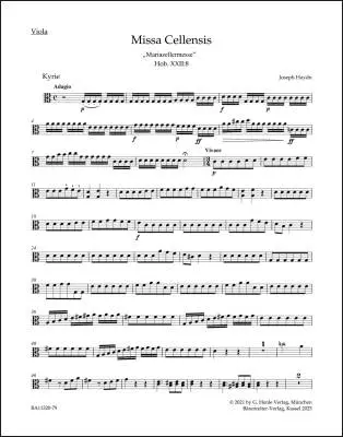 Baerenreiter Verlag - Missa Cellensis Hob. XXII:8 Mass for Mariazell - Haydn - Viola Part, Urtext Edition