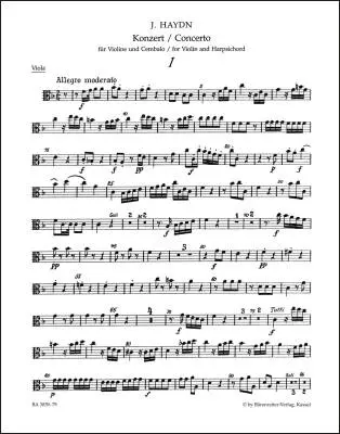 Baerenreiter Verlag - Concerto in F Major Hob. XVIII:6* - Haydn - Viola Part