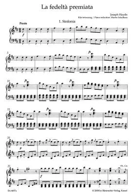 La Fedelta Premiata Hob. XXVIII:10 - Haydn - Vocal Score, Urtext Edition