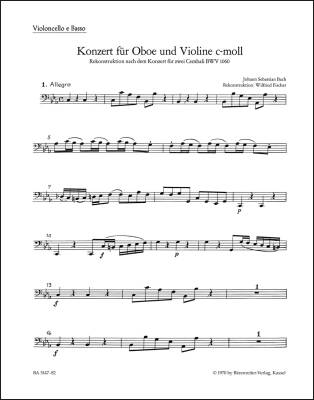 Concerto in C Minor - Bach - Cello/Double Bass Part, Urtext Edition