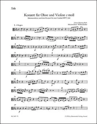 Baerenreiter Verlag - Concerto in C Minor - Bach - Viola Part, Urtext Edition