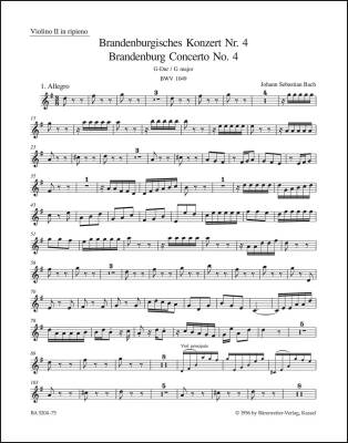 Brandenburg Concerto No. 4 in G Major BWV 1049 - Bach - Violin II Part, Urtext Edition