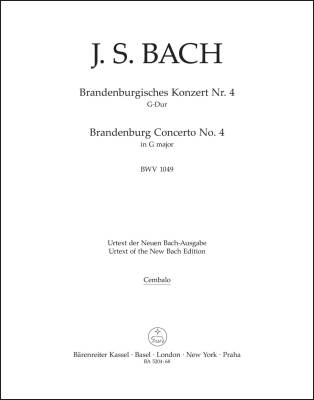 Brandenburg Concerto No. 4 in G Major BWV 1049 - Bach - Harpsichord/Basso Continuo Part, Urtext Edition