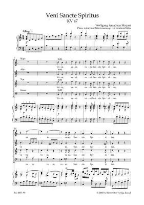 Veni Sancte Spiritus K. 47 - Mozart - Vocal Score, Urtext Edition