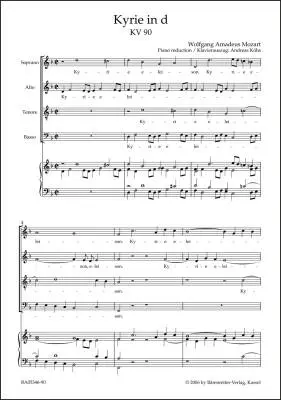 Baerenreiter Verlag - Kyrie in D Minor K. 90 - Mozart - Vocal Score, Urtext Edition - Choir, Organ