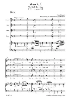 Mass in B-flat Major Op. Post. 141 D 324 - Schubert - Vocal Score, Urtext Edition