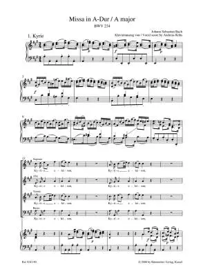 Mass in a Major BWV 234 - Bach - Vocal Score, Urtext Edition