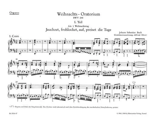 Christmas Oratorio BWV 248 - Bach - Organ Part, Urtext Edition