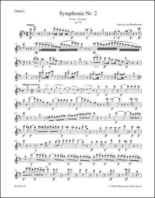 Baerenreiter Verlag - Symphony No. 2 in D Major Op. 36 - Beethoven - Wind Set, Urtext Edition