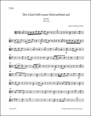 Der Geist Hilft Unser Schwachheit auf BWV 226 - Bach - Viola Part, Urtext Edition