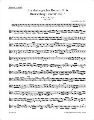 Brandenburg Concerto No. 6 in B Flat-major BWV 1051 - Bach - Viola de Gamba I Part, Urtext Edition