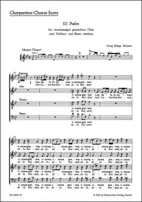 Baerenreiter Verlag - Laudate Jehovam Auf! Lobet den Herren - Telemann - Choral Score - Choir, Strings, Basso Continuo