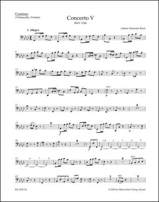 Concerto No. 5 in F Minor BWV 1056 - Bach - Cello/Double Bass Part, Urtext Edition