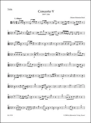 Baerenreiter Verlag - Concerto No. 5 in F Minor BWV 1056 - Bach - Viola Part, Urtext Edition