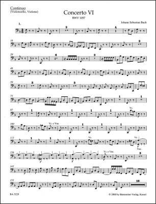 Concerto No. 6 in F Major BWV 1057 - Bach - Cello/Double Bass Part, Urtext Edition