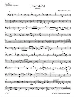 Concerto No. 6 in F Major BWV 1057 - Bach - Cello/Double Bass Part, Urtext Edition