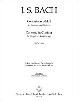 Concerto in G Minor BWV 1058 - Bach - Cello/Double Bass Part, Urtext Edition