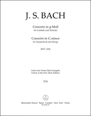 Baerenreiter Verlag - Concerto in G Minor BWV 1058 - Bach - Viola Part, Urtext Edition