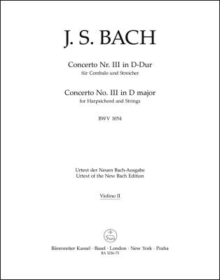 Concerto No. 3 in D Major BWV 1054 - Bach - Violin II Part, Urtext Edition