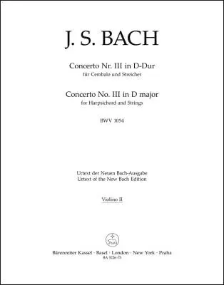 Concerto No. 3 in D Major BWV 1054 - Bach - Violin II Part, Urtext Edition