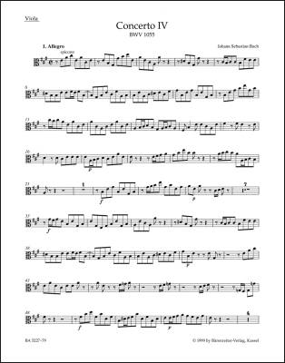 Concerto for Harpsichord and Strings No. 4 in a Major BWV 1055 - Bach - Viola Part, Urtext Edition