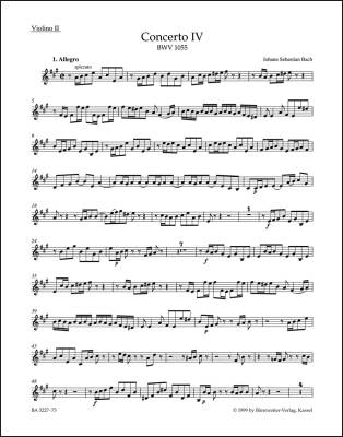 Concerto for Harpsichord and Strings No. 4 in a Major BWV 1055 - Bach - Violin II Part, Urtext Edition