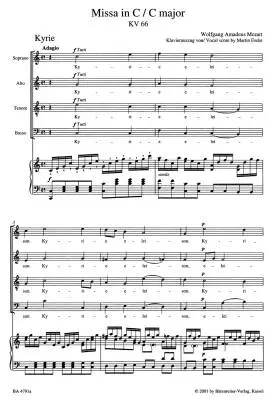 Missa in C Major K. 66 \'\'Dominicus Mass\'\' - Mozart - Vocal Score, Urtext Edition