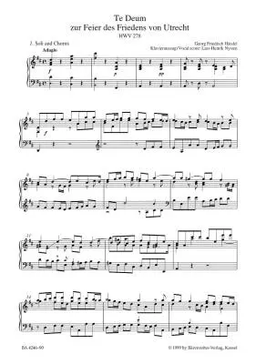 Utrecht Te Deum HWV 278 - Handel - Vocal Score, Urtext Edition