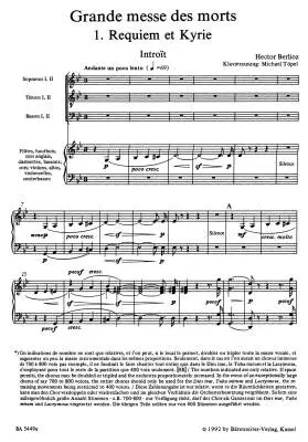 Grande Messe des Morts Op. 5 \'\'Requiem\'\' - Berlioz - Vocal Score, Urtext Edition
