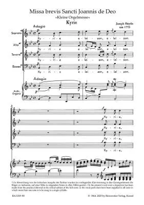 Missa Brevis Sancti Joannis de Deo Hob. XXII:7 \'\'Little Organ Mass\'\' - Haydn - Vocal Score