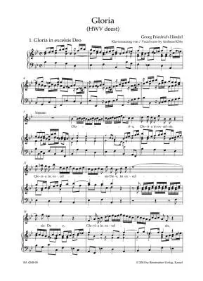 Gloria HWV deest - Handel - Vocal Score, Urtext edition