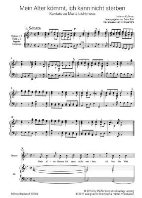 Mein Alter Kommt, Ich Kann Nicht Sterben - Kuhnau - Vocal Score - SATB Accompanied