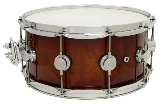 L&M Exclusive Collector\'s Series Cherry/Mahogany 6.5x14\'\' Snare Drum - Amber to Rich Red Burst Over Giant Quilted Sapele