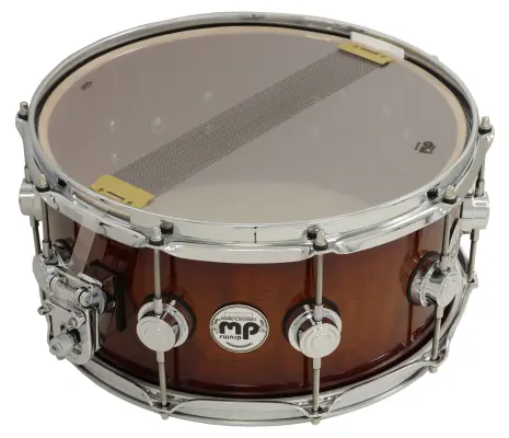 L&M Exclusive Collector\'s Series Cherry/Mahogany 6.5x14\'\' Snare Drum - Amber to Rich Red Burst Over Giant Quilted Sapele