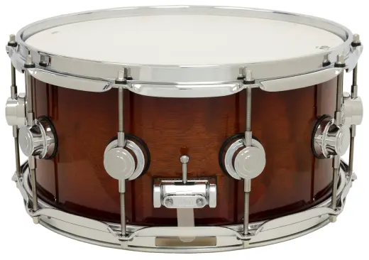 L&M Exclusive Collector\'s Series Cherry/Mahogany 6.5x14\'\' Snare Drum - Amber to Rich Red Burst Over Giant Quilted Sapele