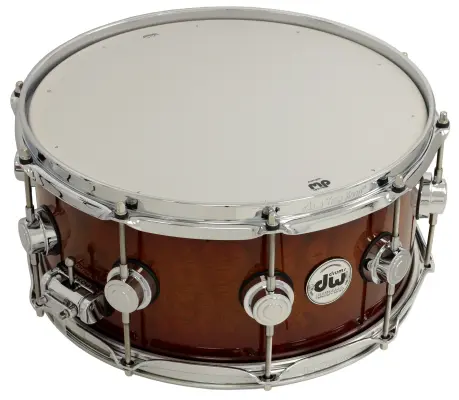 L&M Exclusive Collector\'s Series Cherry/Mahogany 6.5x14\'\' Snare Drum - Amber to Rich Red Burst Over Giant Quilted Sapele