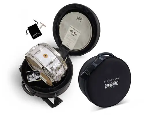Limited Edition 6.5x14\'\' Gene Krupa Radio King Snare Drum - White Marine Pearl Wrap