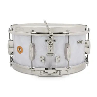 Limited Edition 6.5x14\'\' Gene Krupa Radio King Snare Drum - White Marine Pearl Wrap