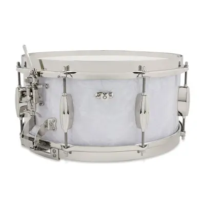 Limited Edition 6.5x14\'\' Gene Krupa Radio King Snare Drum - White Marine Pearl Wrap