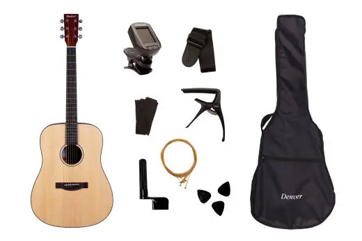 Denver - Dreadnought Acoustic Guitar Starter Kit - Satin Natural