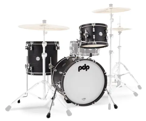 Pacific Drums - Concept Maple 3-Piece Shell Pack (18,12,14) - Ebony Stain with Ebony Hoops