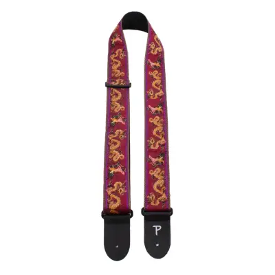 Perris Leathers Ltd - 2 Jacquard Guitar Strap with Leather Ends - Red Dragon Warrior