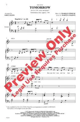 Tomorrow (from Annie) - Strouse/Gilpin - Choral Octavo - SATB Accompanied