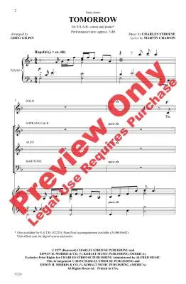 Tomorrow (from Annie) - Strouse/Gilpin - Choral Octavo - SSAB Accompanied