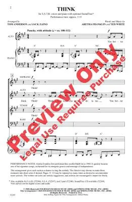 Think - Anderson/Zaino - Choral Octavo - SATB Accompanied