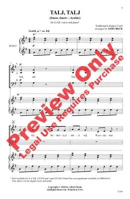 Talj, Talj - Beck - Choral Octavo - SAB Accompanied