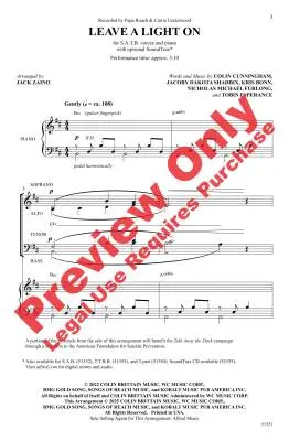 Leave a Light On - Zaino - Choral Octavo - SATB Accompanied